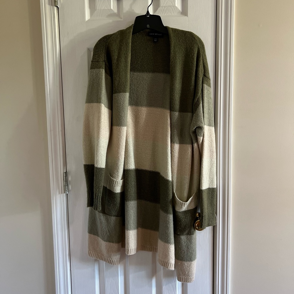 Open-Front Multi-Green Cardigan (J11) - Picture 3 of 7